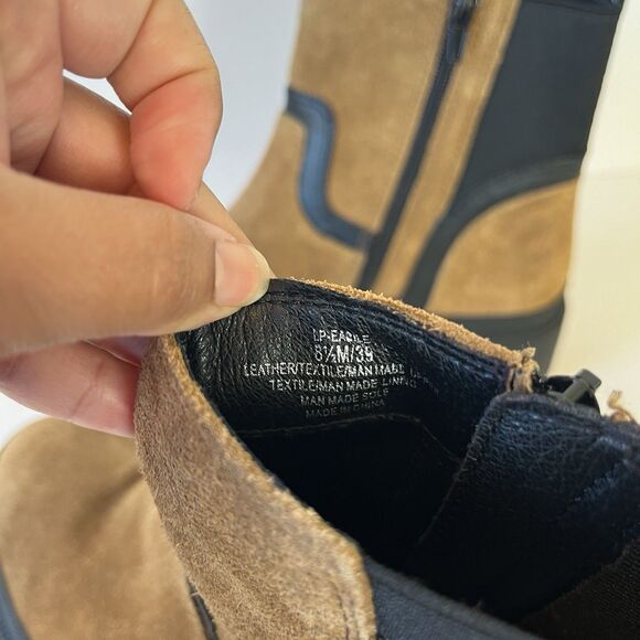 Lucky Brand Eabile Bootie Leather Lug Sole Boots Cognac & Black Women’s Size 8.5 - Picture 11 of 11